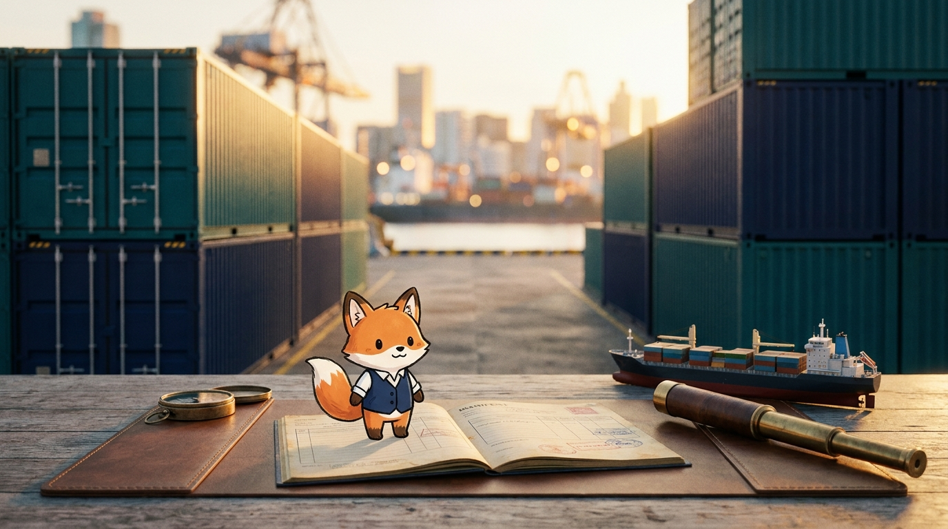 HK TRENRIX trade desk managing cross-border logistics with a friendly panda mascot illustration
